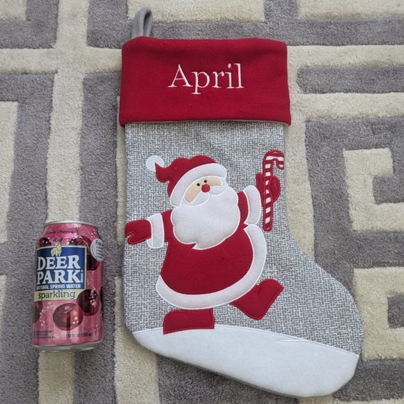 Monogram APRIL Personalized Christmas Stocking Custom Santa Candy Cane - Picture 3 of 7